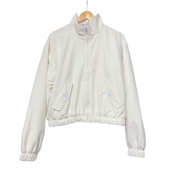 Abercrombie & Fitch Traveler Bomber White Full Zip Jacket Size Medium - Picture 1 of 9